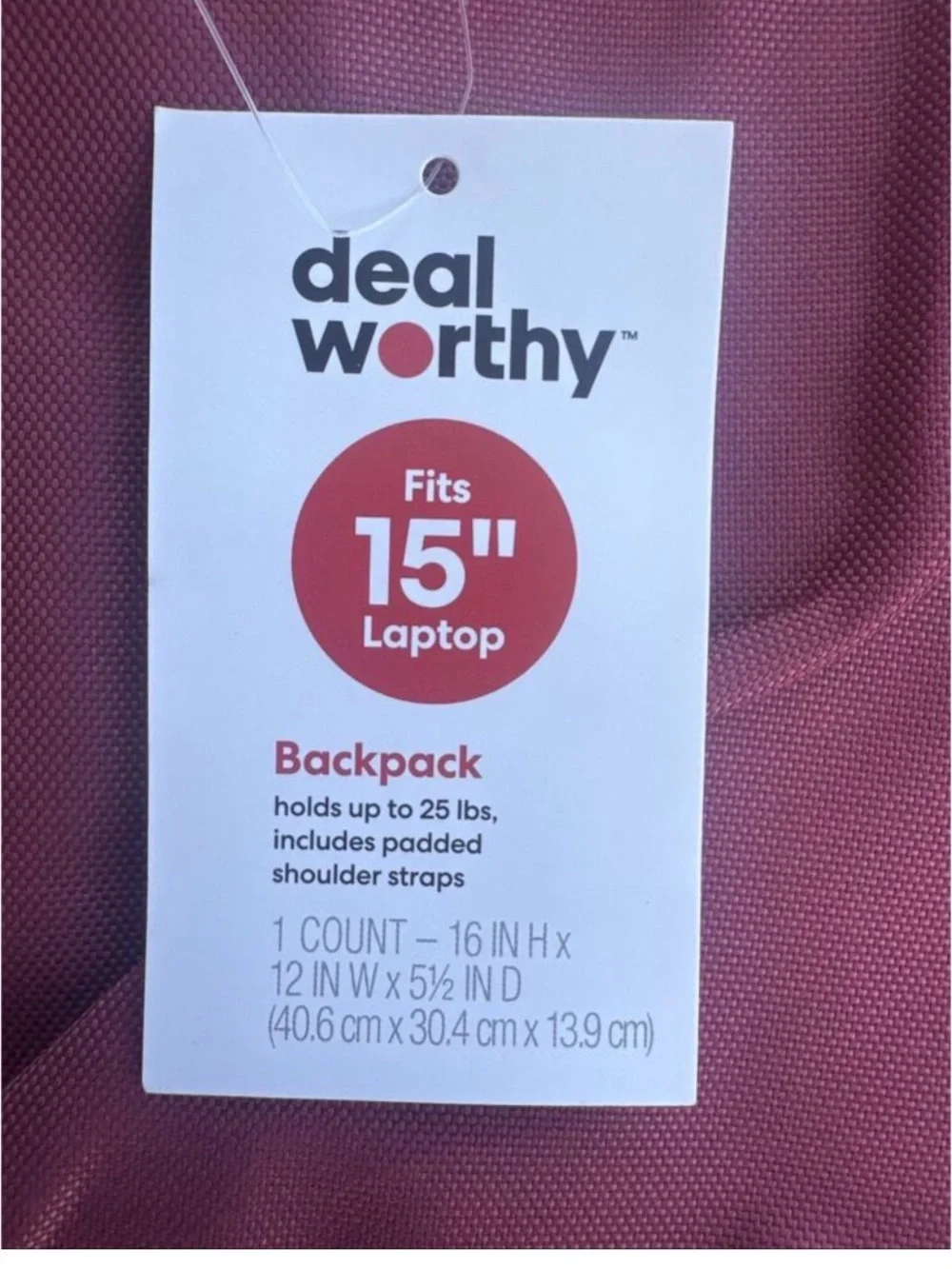 16” Dealworthy Backpack Maroon New Laptop Pocket Bagoack